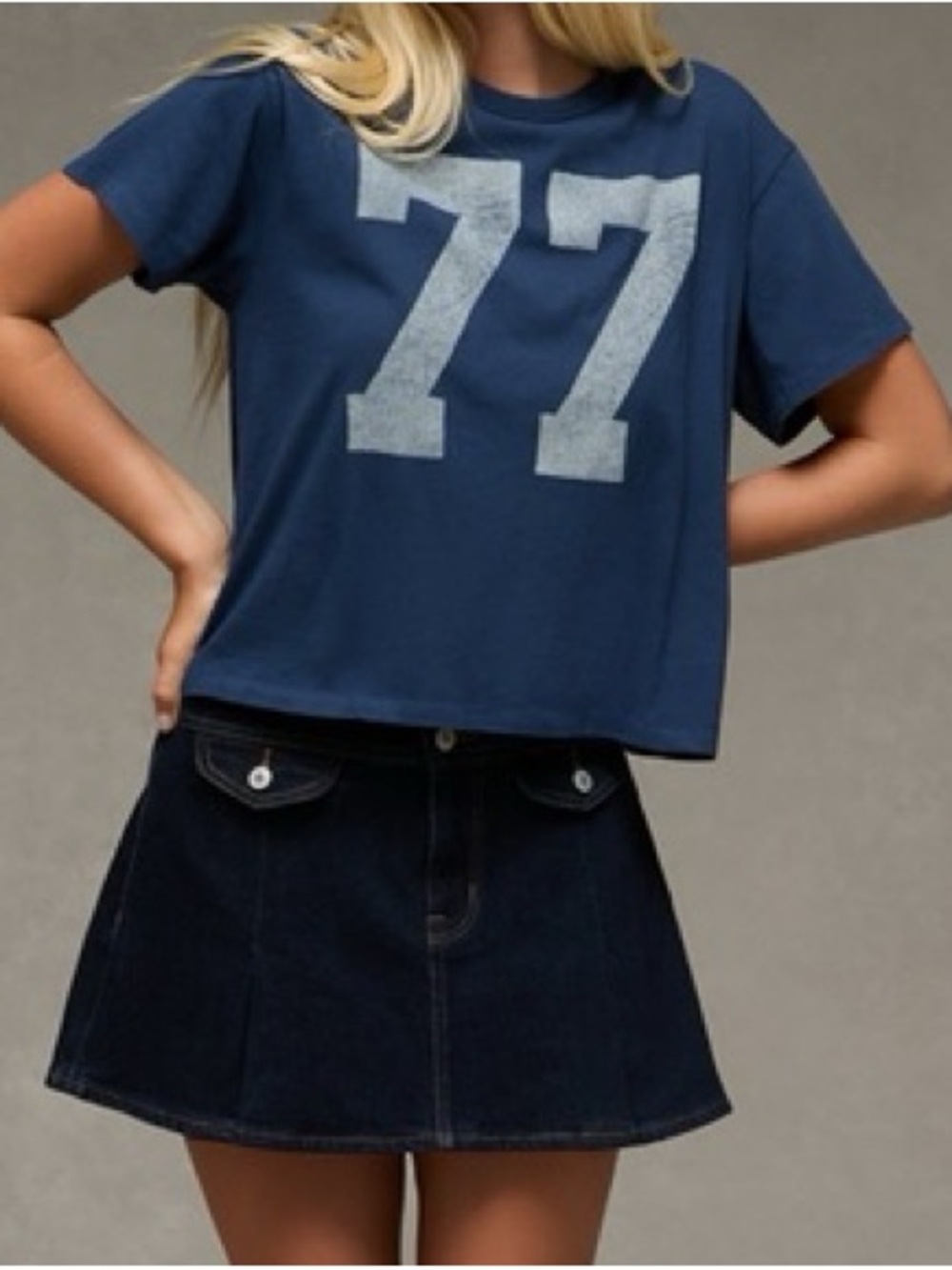 American Eagle Navy Graphic '77' Tee Size XL, NWT - Picture 2 of 5